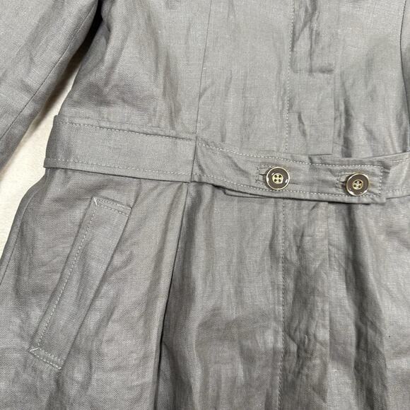 Chloe Gray Linen Hooded Trench Coat Jacket Women’s Size UK 12 US 8 FR 40 - Picture 2 of 12